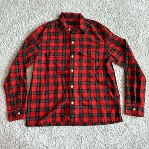 AllSaints Duane LS Relaxed Fit Check Flannel Button-Up Shirt in Red - L